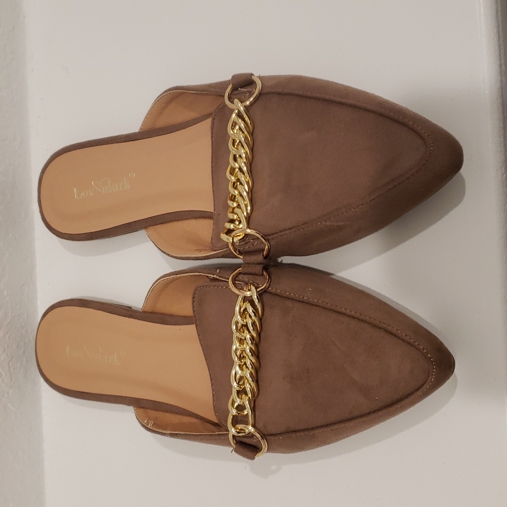 Faux suede mules